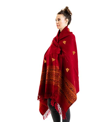 Meditation Shawl by Om Shanti Crafts | Prayer Shawl for Daily Meditation, Unisex (Red)