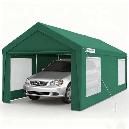 Quictent Upgraded 12x20 ft Heavy Duty Galvanized Carport - Reinforced Outdoor Garage Canopy Tent with Roll-up Ventilated Windows & Sidewalls, Weatherp
