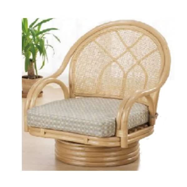 ラタン 籐 回転椅子 ミドル チェア 座椅子 昭和 レトロ ダークブ ラウン ② 