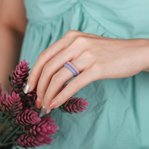image for Egnaro Silicone Wedding Ring for Women,Seamless Thin and Stackble Brai