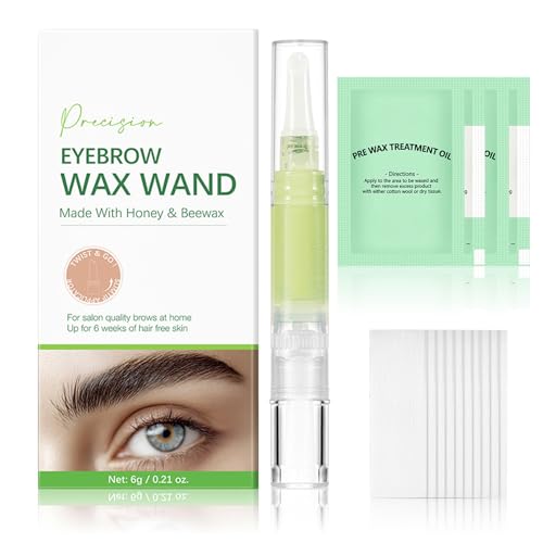 Beugo Facial Wax Wand Eyebrow Shaper, Waxing Pen for Eyebrows with 10 Waxing Strips and 4 Pre-wax Wipes, Hair Removal Kit for Upper Lip, Brows, Chin