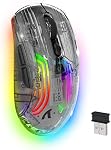 Wireless Gaming Mouse PC Transparent Shell Computer Mice with Tri-Mode BT5.0/2.4G/USB-C,3D RGB Lighting,Ergonomic 7 Buttons Programmable,Rechargeable Mute Mouse for PC Laptop Tablet PS4 PS5 Xbox one