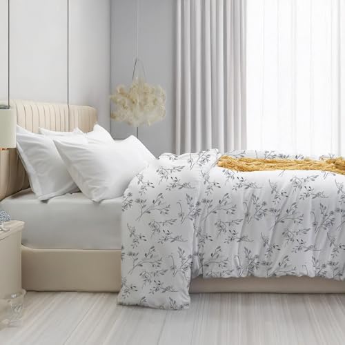 Image of LINENWALAS Premium Printed 100% Cotton Duvet Cover for Double Bed | Double Size Comforter Cover |Rajai Cover | Quilt Cover with Zipper Closure 90 x 100 Inches (Grey Monochrome, Double Size)