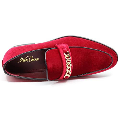 Men's Vintage Velvet Designer Classic Dress Tuxedo Smoking Slipper Loafer Slip On Shoes Arthur-02 (Red, us_Footwear_Size_System, Adult, Men, Numeric, Medium, Numeric_10_Point_5) by Metrocharm - Used condition - Image 5
