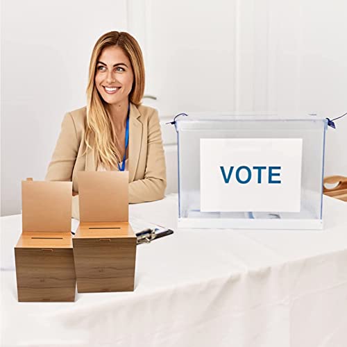Ballot Box Solid Wood Donation Vote Case Charity Donation Office Suggestion Cube Box For Business Vintage Texture Vote Boxes Secure And Safe Suggestions Box Reusable Office Supplies #TOP4