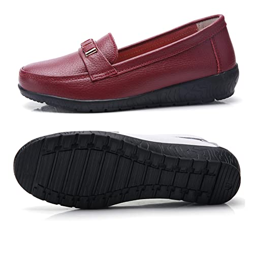 Women's Casual Loafers Cute Slip On Comfort Walking Flats Leather Driving Moccasins Fashion Closed Toe Boat Shoes3