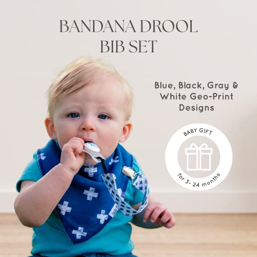 Dodo Babies Baby Bandana Drool Bib Set - 4Pc Infant Bibs With 2 Pacifier Clips, Binky Case, Gift-Ready Bag - Soft Absorbent Cotton With Polyester Back - Adjustable Buttons To Fit 3-24 -Month Old Boys #TOP1