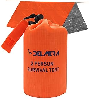 Delmera Emergency Survival Shelter Tent • 2 Person Toughest Mylar Emergency Thermal Tube