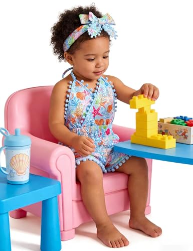 UNICOMIDEA 18-24 Months Girl Clothing Outfit Baby Shells Sling Blue Cute Romper for Infant Girls Backless Summer Fashion First Birthday Jumpsuit Baby Girls Bodysuit — view 3