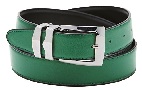 Reversible Belt Bonded Leather Removable Silver-Tone Buckle GREEN/Black