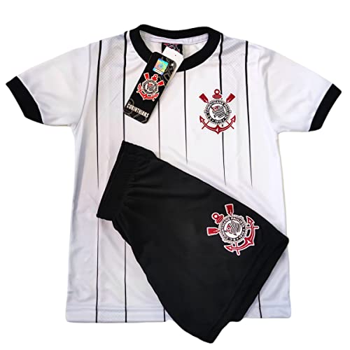 Conjunto Corinthians Layer - Camisa + Shorts - Infantil Tamanho:12;Cor:Preto/Branco