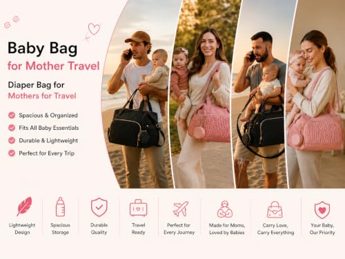 Image of Baby Diaper Bag | Diaper Bag for Mothers For Travel | Baby Bags For Mothers Carry | Baby Diaper Bag For Mother For Travelling |Quilted Lugguage Nappy Handbags