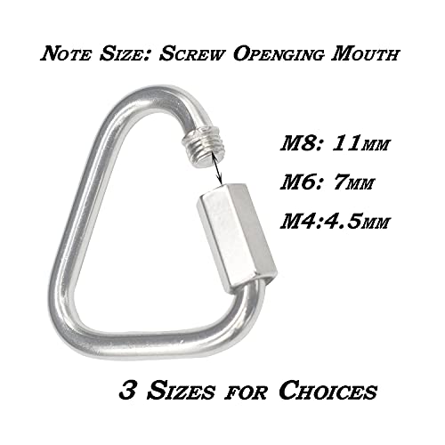 Bytiyar 8 Pcs M4 Stainless Steel Quick Links Carabiner Locking Clips With Screw Nut Triangle Heavy Duty Chain Connector Hook Hardware Tool Accessories #TOP6