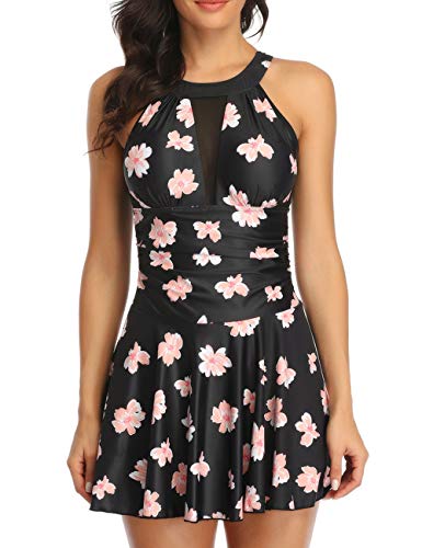 AONTUS Womens Swimwear One Piece Plus Size Swimsuits for Women Tummy Control with Skirt