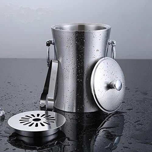 Stainless Steel Ice Bucket Double Insulation Ice Grain Bucket Wine Barrel Hotel KTV Bar Champagne Barrel Binaural 3L