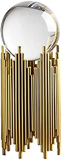 E-isata Crystal Ball with Gold Iron Stand Modern Abstract Art Decorative Ornaments for Living Room Bedroom TV Cabinet Crafts Gifts Office Home Decor (Pipe)