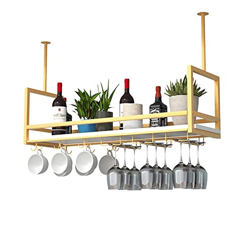Mobile Storage Rack Freestanding Display Rack Tool Pegboard Garage,Ceiling Mount Wine Glass Holder - Vintage Metal Wine Rack with Glass Shelf for Stemware - Under Cabinet Hanging Wine Rack f