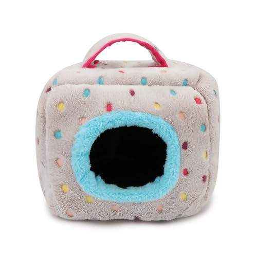 Image of Bird Snuggle Hut Nest Winter Warm Hanging Bed Cave for Budgie Parakeet Cockatiel Macaw African Grey Amazon Parrots Hedgehog Chinchilla (Colorful Dot, L: 9x9x9inch)