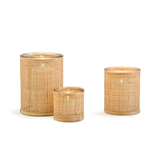 Two's Company Hand-Crafted Rattan Wrapped Cachepot Set #TOP29