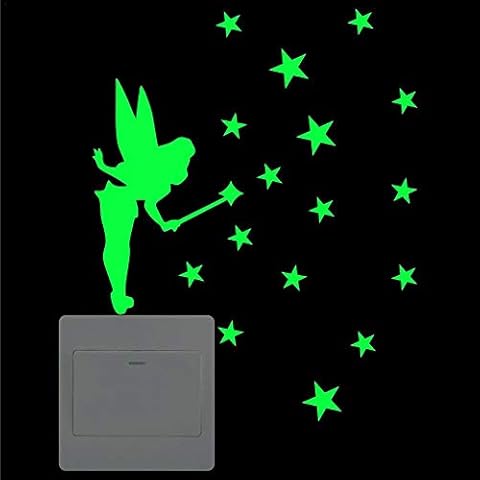 Switch Wall Sticker Luminous Noctilucent light Switch Luminous Sticker Glow In the Dark Cartoon Fluorescent Wall Stickers Fairy Sprinkle Stars Dark Stickers Removable Wall Decals Cover