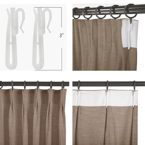 Cortina plisada de lino para salón elegante en color marrón óxido 183x228 cm 3
