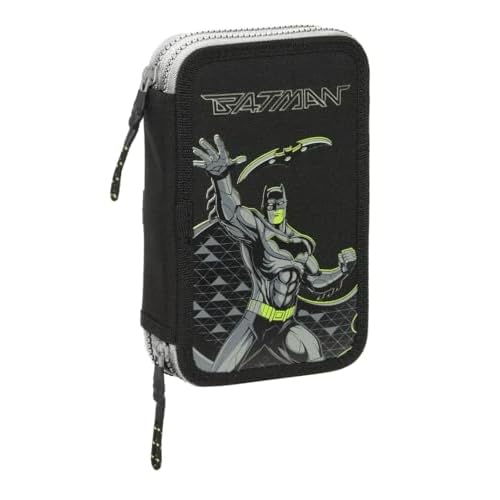 Safta Batman Game Over - Estuche Escolar Niño, Estuche con Colores, con 29 Útiles Incluidos, Ideal para Niños de 5 a 14 Años, Cómodo y Versátil, Calidad y Resistencia, 12.5x4x19.5 cm