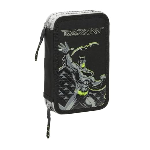 Safta Batman Game Over - Estuche Escolar Niño, Estuche con Colores, con 29 Útiles Incluidos, Ideal para Niños de 5 a 14 Años, Cómodo y Versátil, Calidad y Resistencia, 12.5x4x19.5 cm