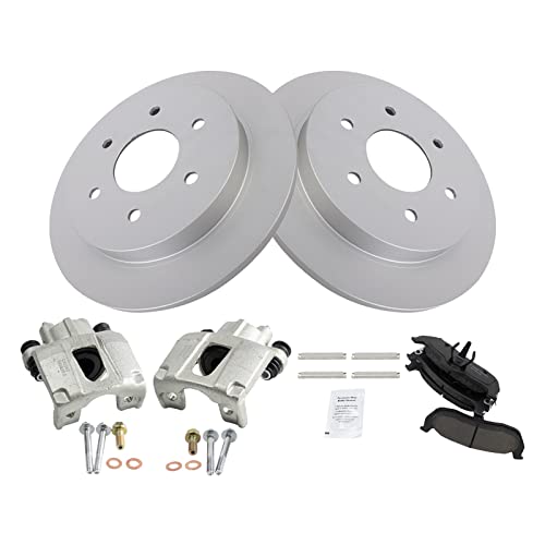 Image of TRQ Rear Brake Pad and Rotor Set Ceramic G Coated Rotors Calipers