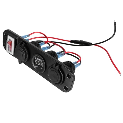 BRIGHTFUFU Presa USB Incasso Doppia con Voltmetro Digitale e Accendisigari per Auto e Barca Caricatore USB Doppio con Interruttore Off Monitoraggio Batteria e Socket Rimovibile