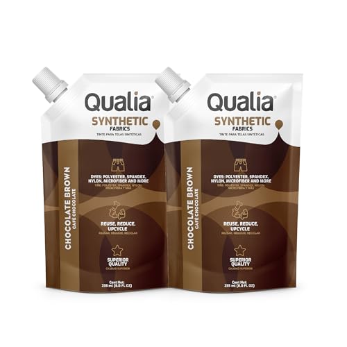 Qualia Synthetic Fabric Dye, Easy to Use, Perfect for Synthetic Fabrics: Polyester, Spandex, Nylon, and More, Ultra-Concentrated Colors for Vibrant Results, Chocolate Brown, 2 Pack