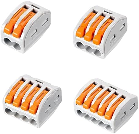 UOHGDPY Lever Wire Connectors,120PCS Wire Connector Assortment Pack Compact Splicing Connector Kit for Electrical Wires Solid Stranded Flexible Wires, 2 Port, 3 Port, 4 Port,5 Port