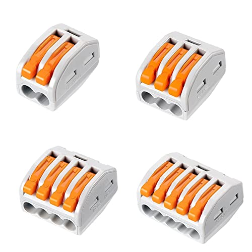 Image of UOHGDPY Lever Wire Connectors,120PCS Wire Connector Assortment Pack Compact Splicing Connector Kit for Electrical Wires Solid Stranded Flexible Wires, 2 Port, 3 Port, 4 Port,5 Port