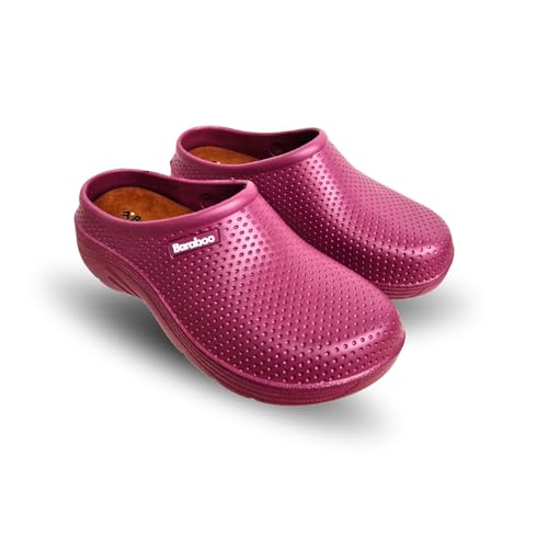 Ladies Garden Clogs Slip On WP Wide Fit Comfort Shoes Removable Insole Farm Nurse Camping Summer (Grape, UK Footwear Size System, Adult, Women, Numeric, Medium, 7)
