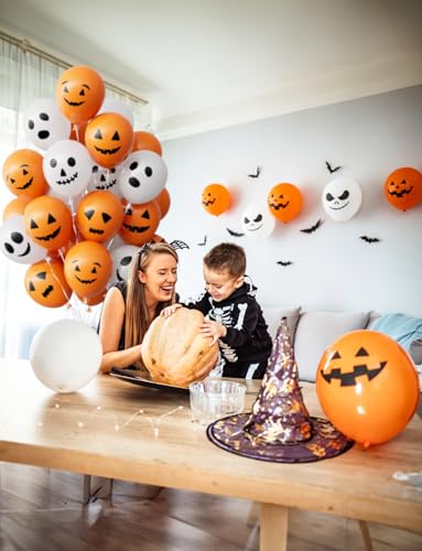 Adeyoo ADWSJ00 Halloween Balloons,60Pcs Ghost Balloons Scary Pumpkin Balloons 12 Inches Latex Balloons Orange And White Balloons 6 Styles Spooky Balloons For Halloween Theme Birthday Party Decorations thumb #3