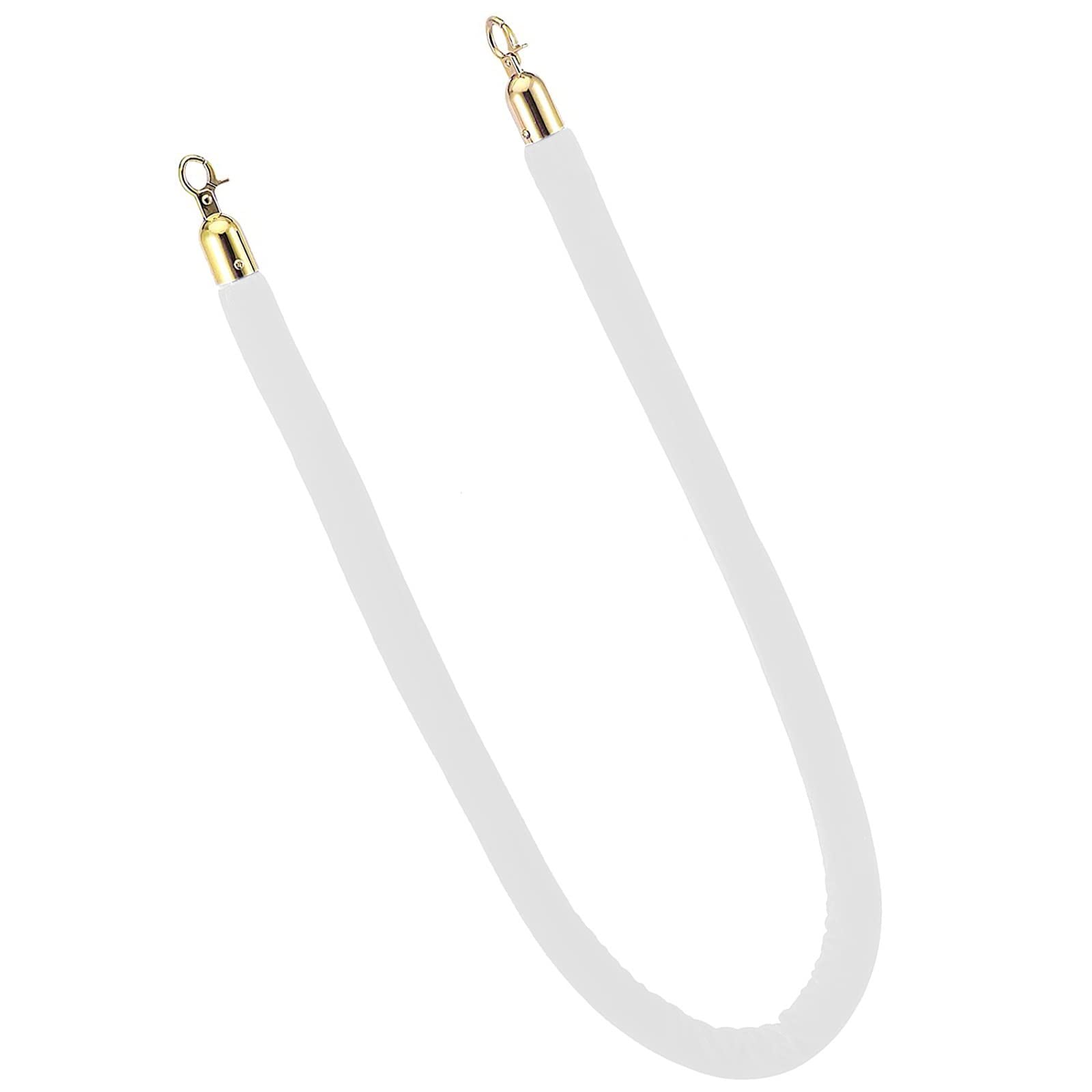 Aioneer Yellow Retractable Crowd Control Rope With Stainless Steel Hooks, 1.5M - Barrier For Restaurants & Hotels, Twisted Post Rope For Visitor Management-White-0.6M/24Inch/2Ft