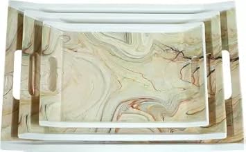 Crystal by UPC Melamine Serving Tray, Set of 3 (Medium and Large Size) Villori Series Tray-VIL16