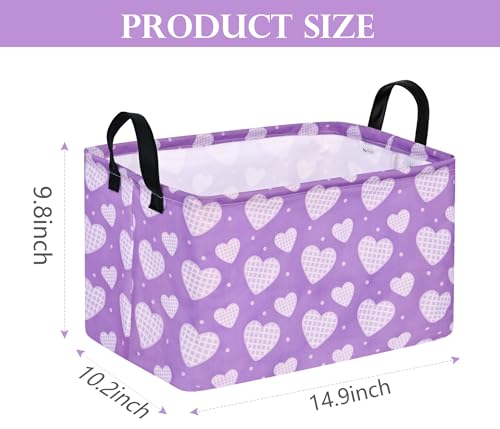 Image of Valentine's Heart Storage Basket Gift Laundry Bins Collapsible Storage Baskets Box Laundry Nursery Hamper for Home and Office Decoration with Handles