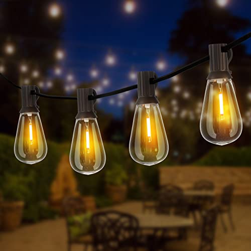 Lichterkette Außen, GLUROO 18.2M Lichterkette Glühbirnen Außen Strom mit 31pcs ST38 Plastik LED Glühbirnen, 2200K Warmweiß, Wasserdicht Außen Lichterketten für Garten,Terrasse,Partys Cover
