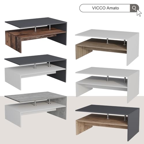 Vicco Couchtisch Amato, Anthrazit/Goldkraft Eiche, 90 x 52.6 cm – Bild 8