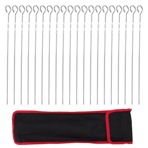 SINJEUN 20 brochetas para barbacoa de acero inoxidable, 40 cm, juego de brochetas de 0,7 cm de grosor con diseño en espiral, pinchos para barbacoa y cocina al aire libre