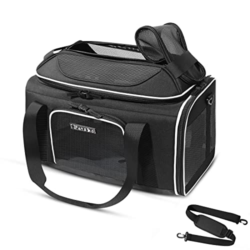 Petskd Top-Expandable Pet Carrier 17x11x9.5 Inches Alaska Airline Approved, Soft-Sided Carrier for Small Cats and Dogs with Locking Safety Zippers and Anti-Scratch Mesh(Black) by Petskd - Used condition - US$42.23