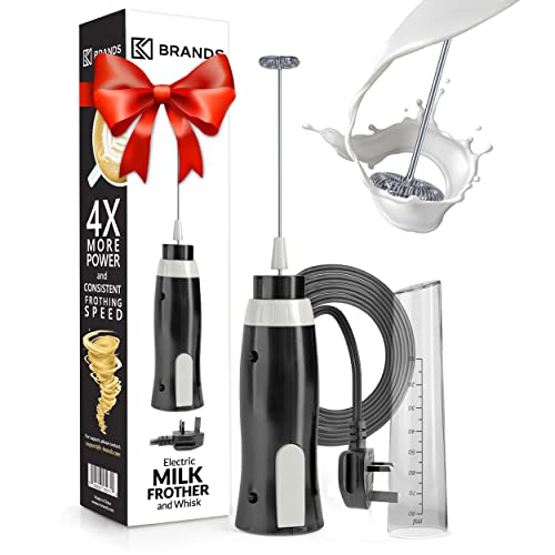 K-Brands Electric Milk Frother - Handheld Mini Whisk Stirrer Whipper - Powerful Foam Maker for Coffee, Latte, Cappuccino, Hot Chocolate