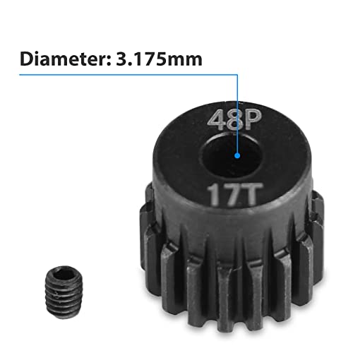 Aimrock 5-Pack 48P Rc Motor Pinion Gears Set: 13T 14T 15T 16T 17T Upgrade Parts For 1/10 Rc Car 3.175Mm Shaft Motor #TOP2