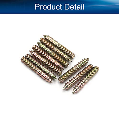 Image of 10Pcs Carbon Steel Double Headed Hanger Bolts 1.57 inch Length Self-Tapping Screw for Furniture Installation M6x40 Bronze