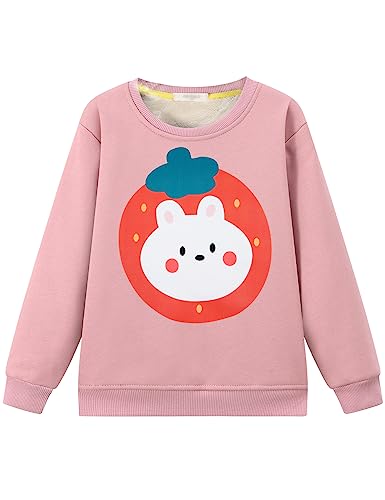 Image of Girls Sweatshirt Kids Fleece Lined Sweatshirts Winter Warm Sherpa Crewneck Pullover