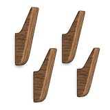 NEEKFOX Wood Wall Hooks 4 Pack, Natural Wooden Coat Hooks Wall Mounted Walnut Wood Hooks for Hanging Hat, Towel, Bag, Backpack, Rustic Coat Hooks for Wall, Entryway Hooks
