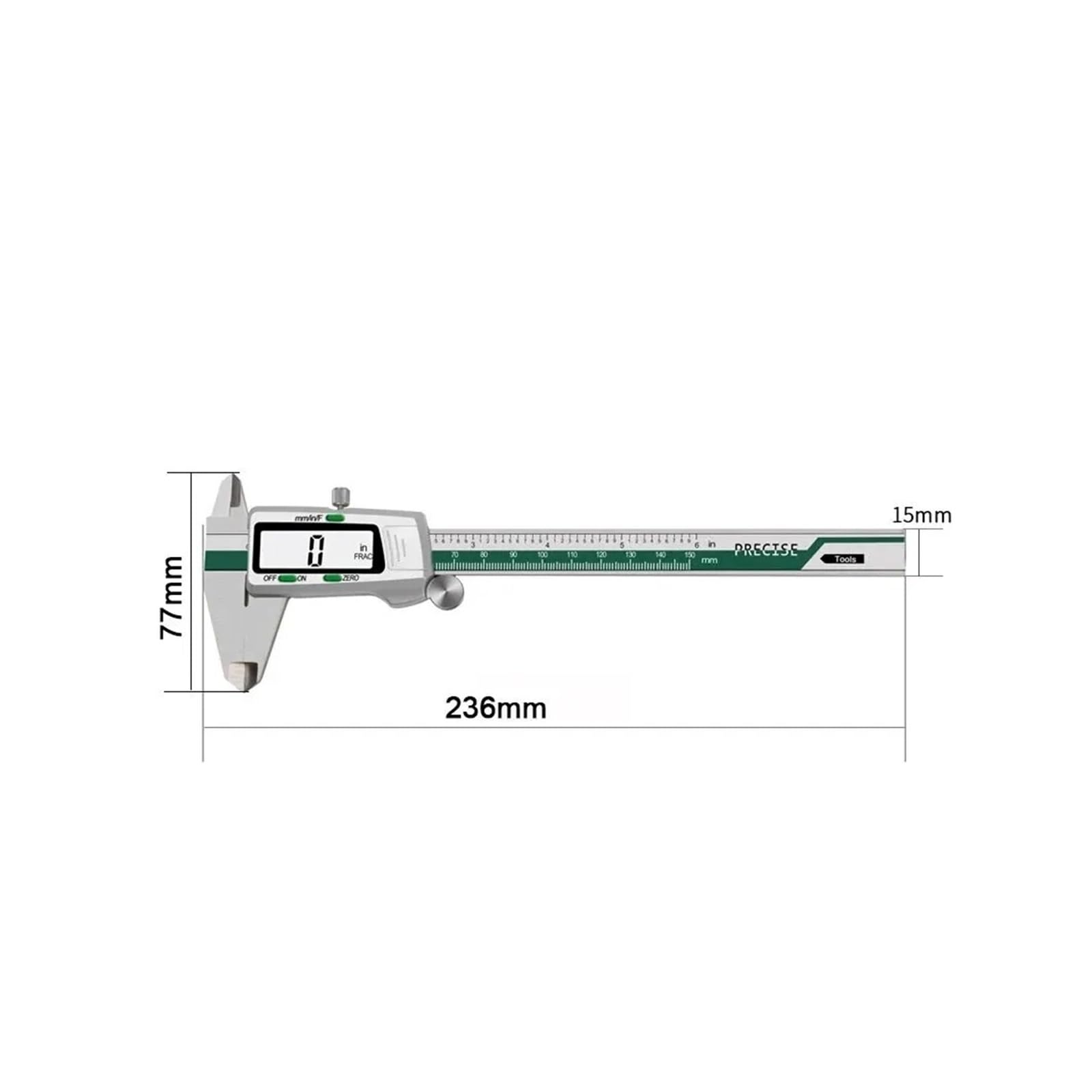 pied à coulisse numérique, 150 mmFraction/MM/pouce 0,01 mm
