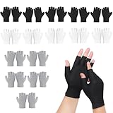 Xynovate 15 Pairs Cotton Moisturizing Gloves, Cotton Gloves for Eczema, Fingerless Design, Touchscreen-Friendly for Jewellery Inspection, Coin Handling, Sleeping Spa Treatment(Black,White,Gray)