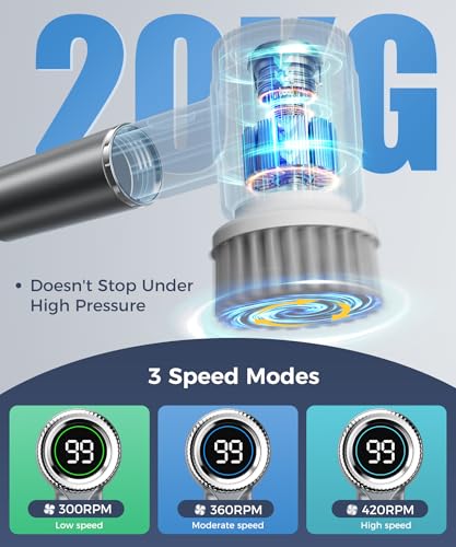 Image of Electric Spin Scrubber, Cordless Cleaning Brush with 7 Replaceable Brush Heads, 3 Adjustable Speeds and LED Display, Power Scrubber for Cleaning Kitchen, Bathroom, Window, Sink,LXC ASK5