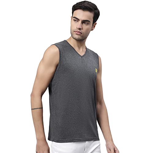 Image of Mack Jonney Regular Fit Cotton Solid Gym Vest for Men-V SL ANTHRA 01-P